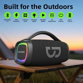【Tặng 1 micro】Loa bluetooth GOOJODOQ Không Dây Công Suất Khủng Âm Hay,Bass Căng ,hiệu ứng ánh sáng RGB- Nghe Cực Đã