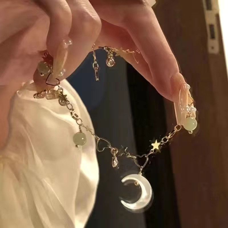 Bộ six mảnh vòng tay đính cườm hoa trà cao cấp, đa năng, dành cho nữ trên Instagram
