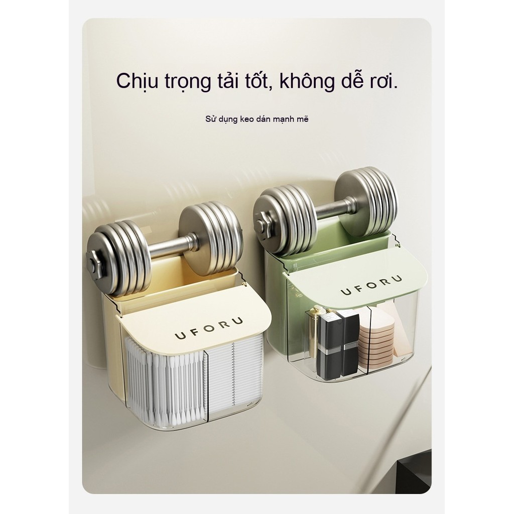 Hộp đựng bông tẩy trang đa chức năng chống bụi, có nắp ngăn thoáng khí có thể giữ tăm bông