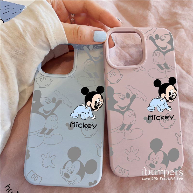 Ibumpers Ốp Điện Thoại Họa Tiết Mickey Dễ Thương Cho iPhone 11 12 13 14 15 16 17 Pro Max Ốp Lưng Silicon Lỏng