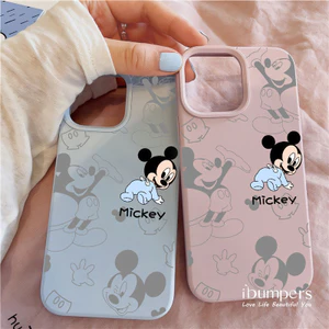 Ibumpers Ốp Điện Thoại Họa Tiết Mickey Dễ Thương Cho iPhone 11 12 13 14 15 16 17 Pro Max Ốp Lưng Silicon Lỏng