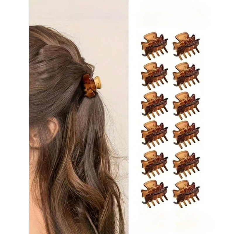 12 Chiếc 3CM Nữ Kích Thước Nhỏ Đơn Giản Nổ Kẹp Tóc Hình Vuông Phù Hợp Với Màu Nâu Đen Mini Phụ Kiện Tóc Để Mặc Hàng Ngày Móng Vuốt Tóc Kẹp Tóc Kẹp Hàm Tóc Kẹp Tóc Kẹp Tóc