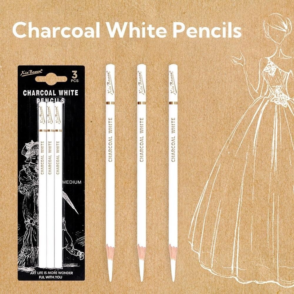 Set Bút Than Trắng Chuyên Nghiệp 3 Cái  Bút Tô Sáng Vẽ Sketch, Tô Màu, Trn Màu | Dành Người Mới & Nghệ Sĩ