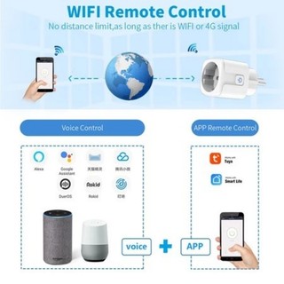 Ổ cắm thông minh WIFI 16A, hỗ trợ điều khiển ứng dụng cuộc sống ấm cúng và điều khiển bằng giọng nói Alexa, Google Home