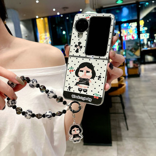 Ốp điện thoại gấp cho Oppo Find N2 N3 Flip Leather Plated Wave Point Crying Baby Bracelet Vỏ điện thoại TPU cứng