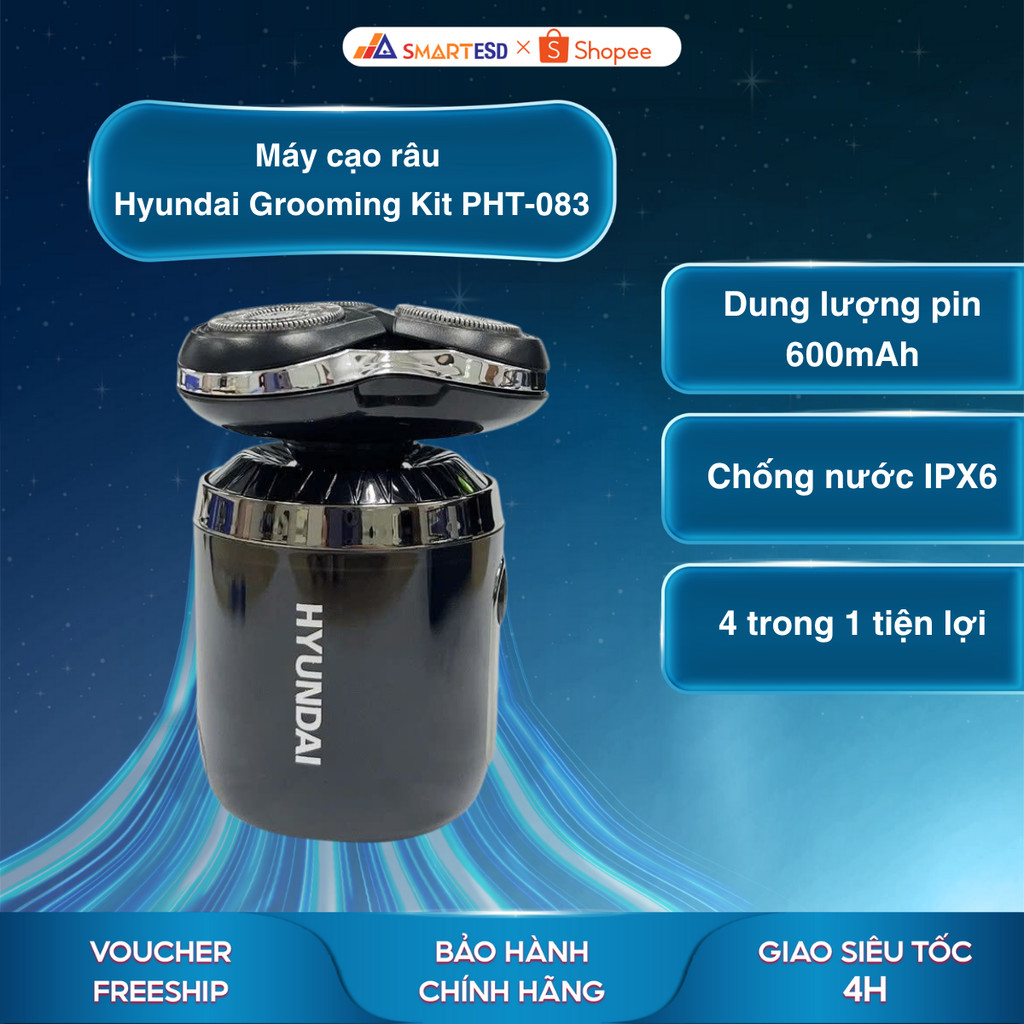 Máy cạo râu Hyundai 4 trong 1 Grooming Kit PHT-083 - Chống nước IPX6 - Bảo hành chính hãng 12 tháng