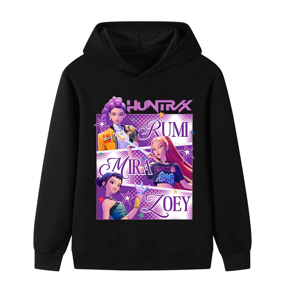 Kpop Demon Hunters in hình áo hoodie dài tay mùa thu có mũ trùm đầu đa năng cho bé trai và bé gái