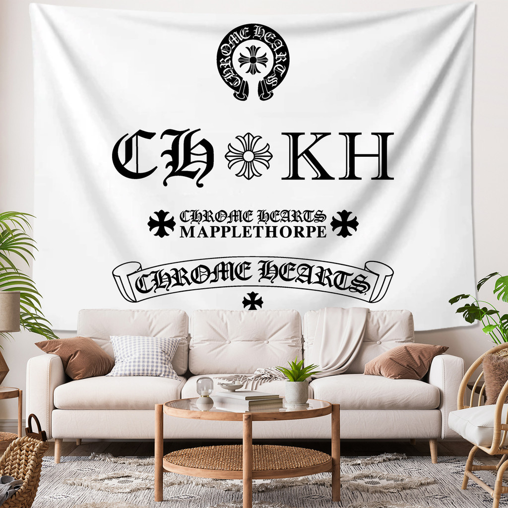 Tấm thảm treo tường Logo Chrome Hearts có kẹp Tấm thảm Polyester Trang trí nội thất