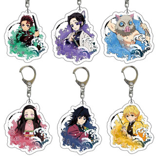 Demon Slayer Kimetsu No Yaiba Acrylic Keychain Kids Key Chain Cartoon Creative Anime Keyring Accessory Child Fashion Acc
