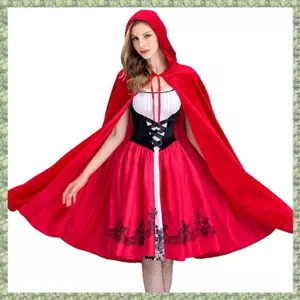 Áo hoodie cưỡi ngựa màu đỏ Gothic dành cho nữ Áo choàng có mũ trùm đầu Giáng sinh Váy dự tiệc Halloween có mũi dành cho người lớn nhập vai Chất lượng cao M