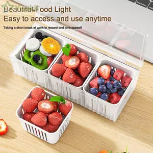 Hộp giữ tươi YUUKII, 3 lưới có nắp Hộp bảo quản tủ lạnh, Thực phẩm trái cây giòn dung tích lớn