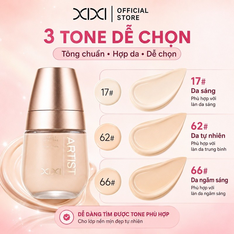 XIXI D740 Kem Nền Che Phủ Tự Nhiên, Dưỡng Ẩm Mịn Da, Lâu Trôi Không Mốc, Foundation Trang Điểm