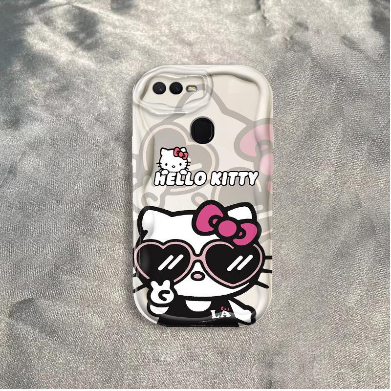 Ốp Silicon Hoạt Hình Cho OPPO A5S A7 A12 F9 F9 Pro Phụ Kiện 3D Vỏ Điện Thoại Mềm TPU Da Báo Kitty Ốp Lưng Chống Sốc