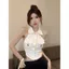 Áo thun ngắn tay mùa hè Hot Girl Sweet Hot American Retro Áo Vest nhỏ cổ POLO