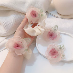 Lưới Camellia Hoa Scrunchy Dây Buộc Tóc Nữ Dây Buộc Tóc Đầu Bóng Đuôi Ngựa Đầu Dây Siêu Cổ Tích Tính Khí Dây Cao Su Phụ Kiện Tóc
