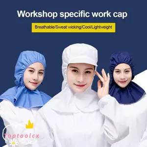 TOPTOOLCX Mũ choàng không bụi, Mũ bảo vệ cổ màu trơn Mũ chống bụi, Mũ bảo vệ lao động thoáng khí Nhà máy thực phẩm