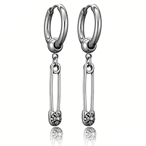 Shuling Paperclip Bông tai Khóa tai & Vòng tai Vintage Đau khổ Trang sức Titan