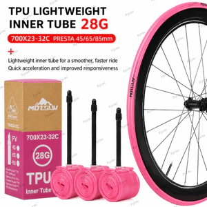 Lốp bên trong xe đạp đường trường PYCOU, 700 X23 -32C TPU bên trong ống, Màu hồng chất lượng cao 28g Nhẹ Presta Van Xe đạp lốp bên trong Xe đạp đường trường