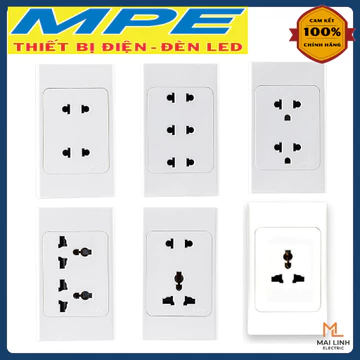 (Chính Hãng MPE) Ổ cắm đơn - Ổ cắm đôi - Ổ cắm đôi 2 chấu - Ổ cắm đôi 3 chấu - Ổ cắm đôi đa năng -Ổ cắm ba 2 chấu -Đế âm