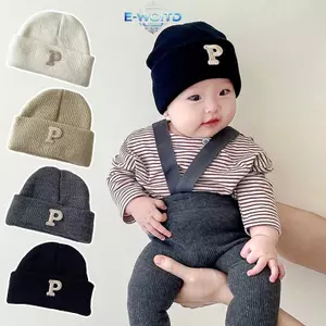 E-WOITD Thu Đông Mũ Bé Thoải Mái Màu Trơn Mũ Chữ Dễ Thương Mũ Cotton Sơ Sinh 6 Tháng Đến 4 Tuổi Trẻ Sơ Sinh Bonnet E-WOITD