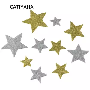 CATIYAHA 200 Miếng Dán Bọt Lấp Lánh, Giấy 4 Kích Cỡ, 5.5cm + 4.5cm + 3.5cm + 2.5cm Miếng Dán Bọt Ngôi Sao Lấp Lánh, Hình Ngôi Sao Thủ Công DIY Miếng Dán Tự Dính Người Lớn Và Chlidren
