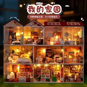 Mô hình lắp ráp Cabin thủ công tự làm có thể xếp chồng lên nhau ba chiều Đồ chơi trẻ em Quà tặng sinh nhật cho bé gái 0616