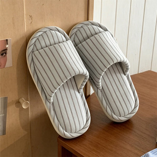 XIXITIAO Dép Cotton Sọc Bốn Mùa Nhẹ Nam Nữ Nhà Thoải Mái
