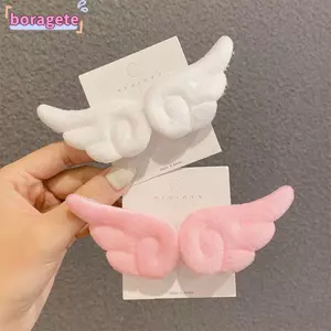 Kẹp Tóc Sang Trọng BORAGETE, Kẹp Tóc Cosplay Màu Hồng Ngọt Ngào, Phụ Kiện Tóc Y2K Mũ Thiên Thần Cánh Vịt Kẹp Bé Gái