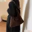 Túi Tote Slouchy CPINCP, Túi Da Lộn Màu Nâu Dây Kéo Cho Nữ, Túi Đeo Vai Dung Tích Lớn Mùa Đông