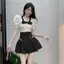 Váy ngắn màu đen Niche Váy kim cương không đều Mùa hè Phong cách mới Eo cao Ôm hơn Váy chữ a mềm mại