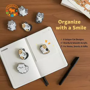 CANAMEK Hoạt Hình Nhỏ Acrylic Kẹp Chất Liệu PP Túi Phẳng Stiy Note Bộ Giá Đỡ Cho Văn Phòng Trường Học Trẻ Em Phụ Kiện Bàn Làm Việc Dễ Thương CSF