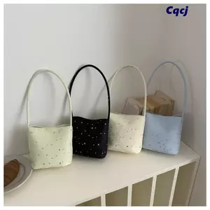 Túi đeo vai CQCJ, Túi đeo tay cong bằng vải, Quà tặng thời trang nhỏ gọn mở Top Mini Tote thời trang