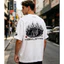 Chất Lượng Cao 7216#象牙白 Áo thun thường ngày Real Shot American Simple Street Wear Loose Casual