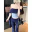 Hot Girl Màu tương phản không đều Áo thun ngắn tay một vai Mùa hè Phong cách mới Slim-Fit S