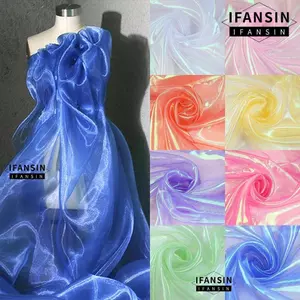 IFASIN Laser Tulle, Vải Organza mỏng trong suốt, Vật liệu thủ công Trang trí sáng bóng Sân khấu Voile