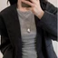 Vòng cổ Choker nữ PYCOU, Vòng cổ mặt dây chuyền kim loại hình học, Phụ kiện áo len dài hình bầu dục cỡ lớn cổ điển
