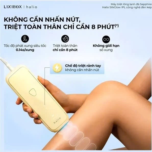 Máy Triệt Lông Halio SilkGlow IPL Sapphire Cooling Hair Removal Device - Bảo Hành 24 Tháng