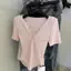 Áo thun ngắn tay kim cương nóng thời trang Mỹ cổ điển dành cho nữ Slim-Fit Slimmer Look Sweet Hot Girl cổ chữ v