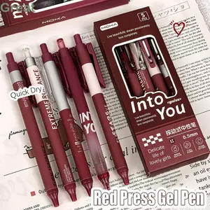 GREAT 5 bút gel đỏ, đầu ST viết trơn tru, bút mực đỏ nhanh khô 0.5mm, chất lượng cao dùng cho trường học, văn phòng