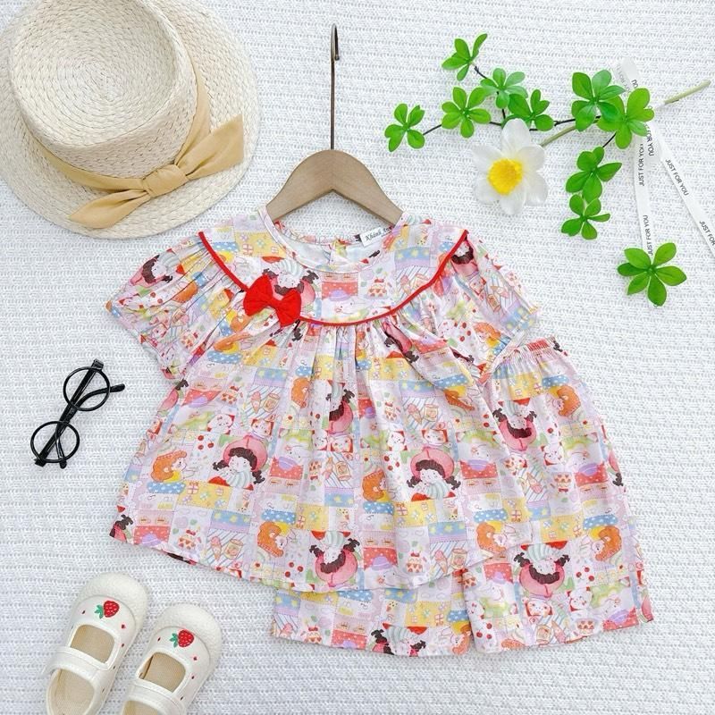 Hàng Mới Về KA190 Đồ Bộ Tole Lanh Khánh An Baby Cho Bé Gái Dáng Babydoll Size 8-42kg E12
