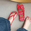 Big Safflower Flip-Flops Nữ Mặc Ngoài Mùa Hè Đế Mềm Chống Trơn Trượt Da Báo Flip-Flops Giày Đi Biển IXNR