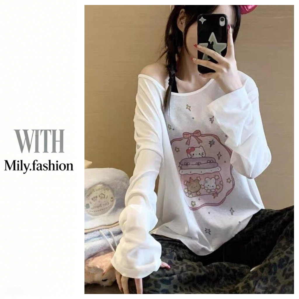 Milyfashion Mùa Hè Phong Cách Mới Mỏng Chống Nắng Áo Đi Lại Áo Thun Dài Tay Thường Ngày Rời Lười Top OQRW