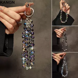 Mặt dây chuyền hạt pha lê KANGN, Móc khóa hạt pha lê đầy màu sắc có thể tháo rời, Dây đeo điện thoại lấp lánh trong suốt thời trang dành cho nữ