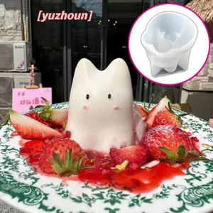 Nằm Rồng Kitty Sữa Pudding Khuôn Silicon Custard Khuôn Hoạt Hình Dễ Thương Thạch Bánh Khuôn Trang Trí Bánh Nướng Dụng Cụ Làm Bánh