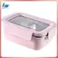 Hộp cơm trưa Bento di động dành cho học sinh Hộp đựng kín chia bằng thép không gỉ 304 có nắp có thể tháo rời Dung tích lớn Hồng-530ml