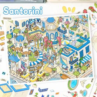 ENWEI 5 Chiếc [Santorini Series] Nhãn Dán Phong Cảnh Thị Trấn Thiên Nga Giải Trí Trà Chiều Quá Khổ Cafe Tạp Chí Văn Phòng Phẩm Trang Trí