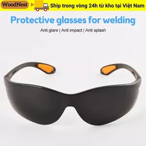 Kính an toàn WOODNEST, Kính hàn chống gió màu xám đen, Kính chống trầy xước Kính bảo vệ an toàn chống bụi Nam giới
