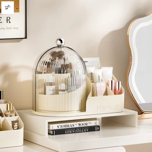 Hộp đựng trang điểm xoay trong suốt - Bộ cọ chống bụi cho son môi Bút chì kẻ mày để bàn