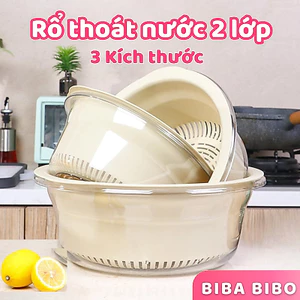 Set Rổ Nhựa 6 Món Đựng Rau BIBA BIBO Thau Đựng Trái Cây 2 Lớp Tách Rời Thoát Nước Siêu Tiện Lợi