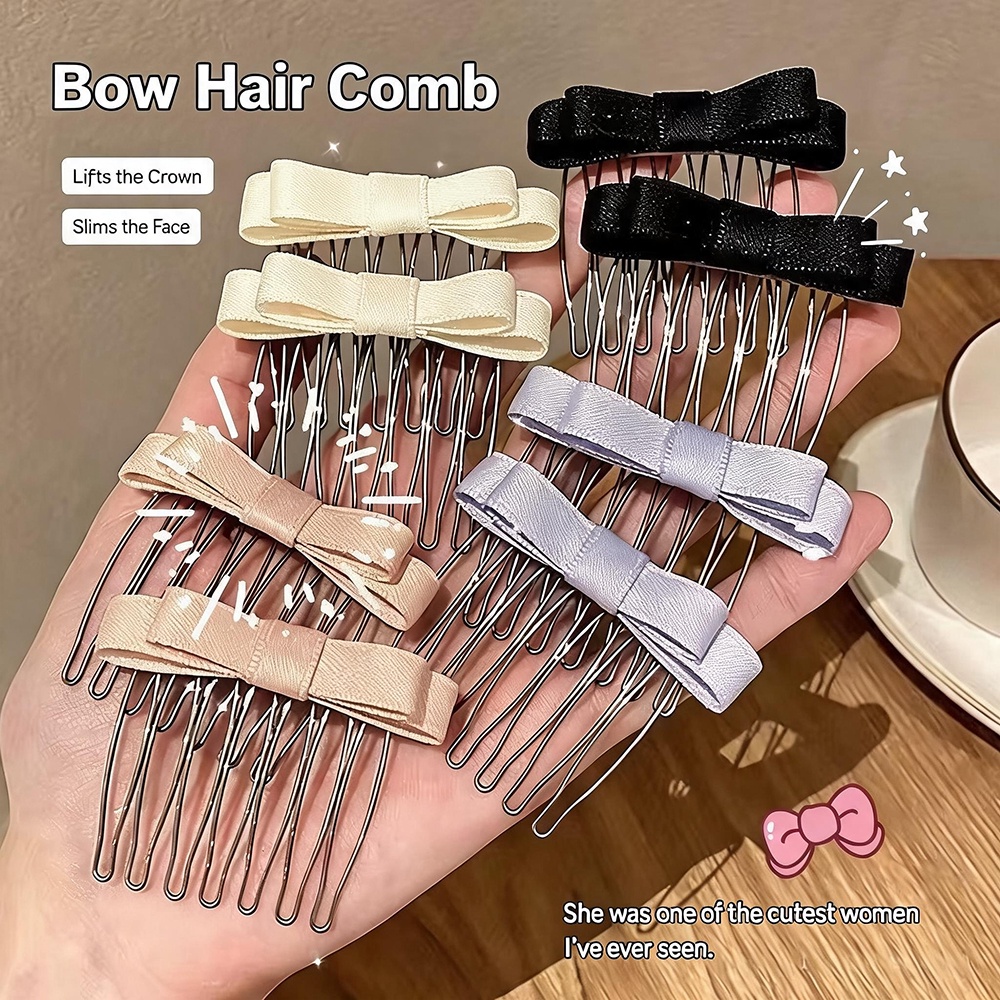 2 Chiếc Thanh Lịch Satin Ruy Băng Nơ Tóc Chèn Lược Nhiều Màu Kim Loại Nĩa Tóc Lược Thích Hợp Cho Bé Gái Kiểu Định Hình Dụng Cụ Cho Du Lịch Thông Thường Chụp Ảnh Cô Dâu Trang Trí Tóc